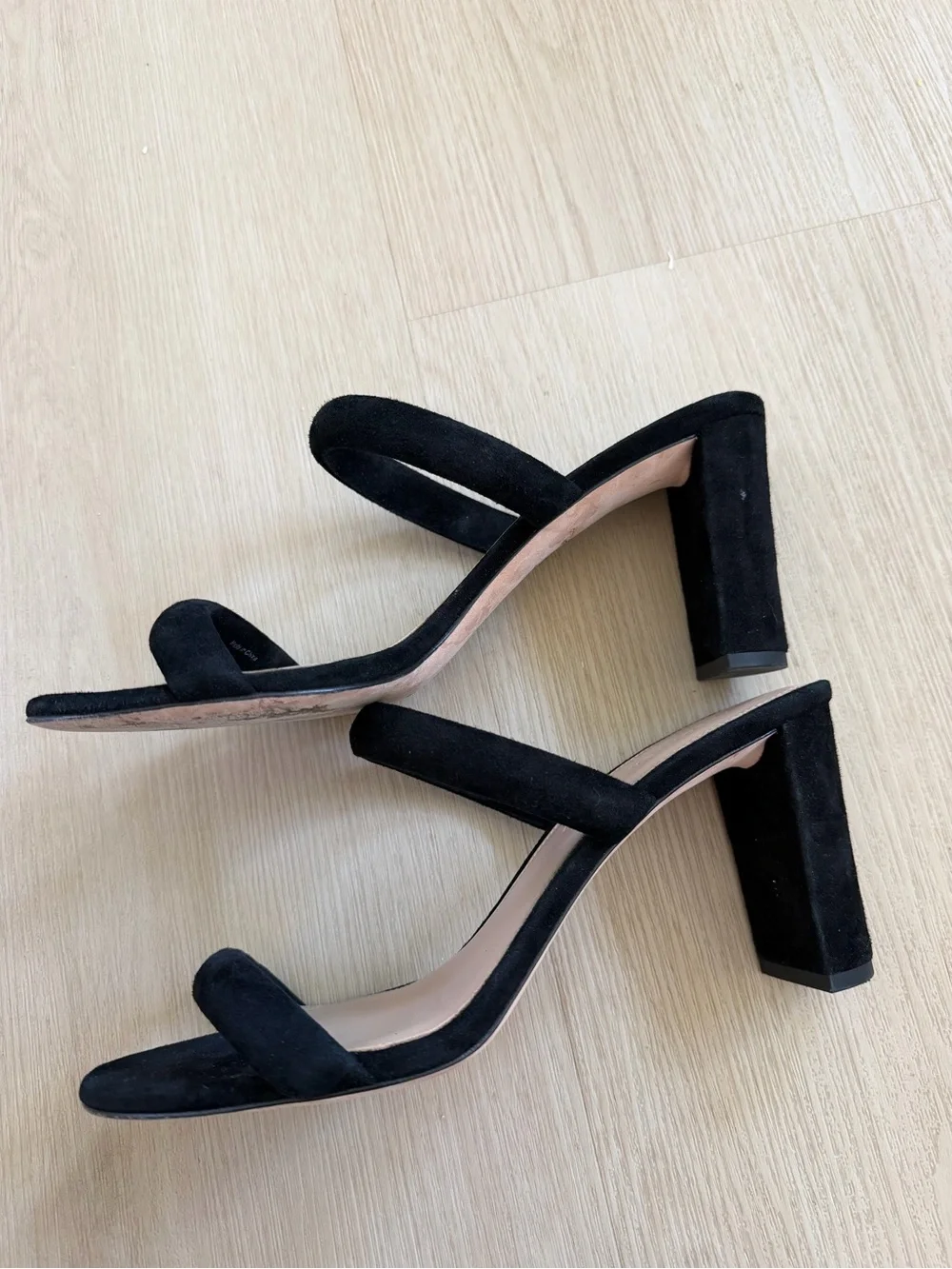 Veronica Beard Black Suede Double-Strap Heeled Sandals Slides Size 10M
